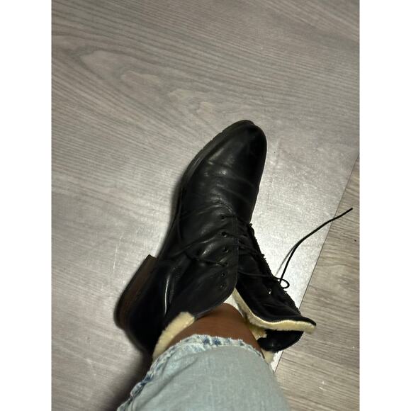 Santana Canada VTG Black Leather Sherpa Lined Boots Mid Calf Winter Biker 8.5 - Picture 10 of 14